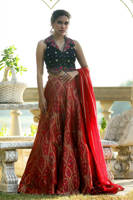 Picture of Teal Rose Blouse With Pure Banarsi Lehnga