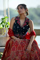 Picture of Teal Rose Blouse With Pure Banarsi Lehnga