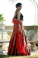 Picture of Teal Rose Blouse With Pure Banarsi Lehnga