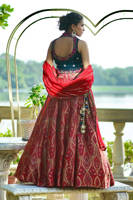Picture of Teal Rose Blouse With Pure Banarsi Lehnga