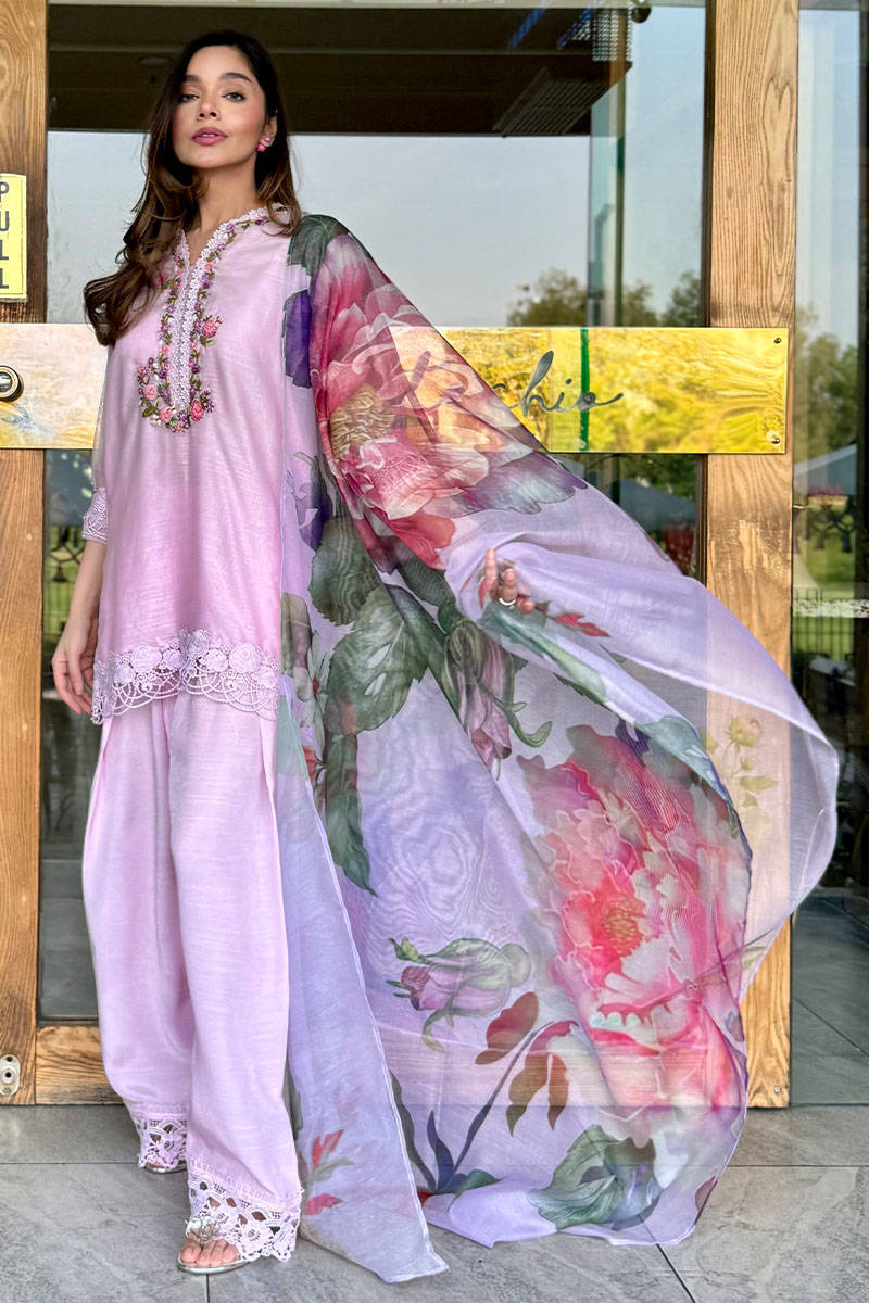 Picture of Lilac Bloom With Dupatta And Farshi Shalwar