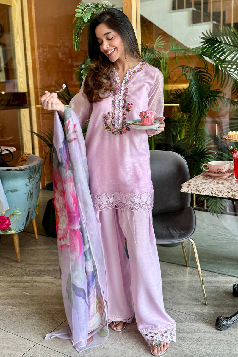 Picture of Lilac Bloom With Dupatta And Farshi Shalwar