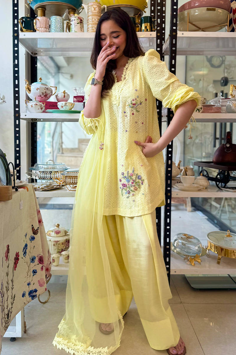 Picture of Lemon June With Silk Farshi Shalwar