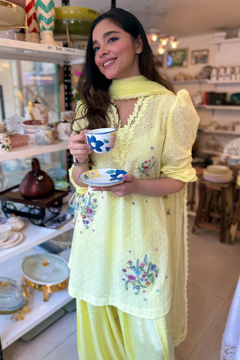 Picture of Lemon June With Silk Farshi Shalwar