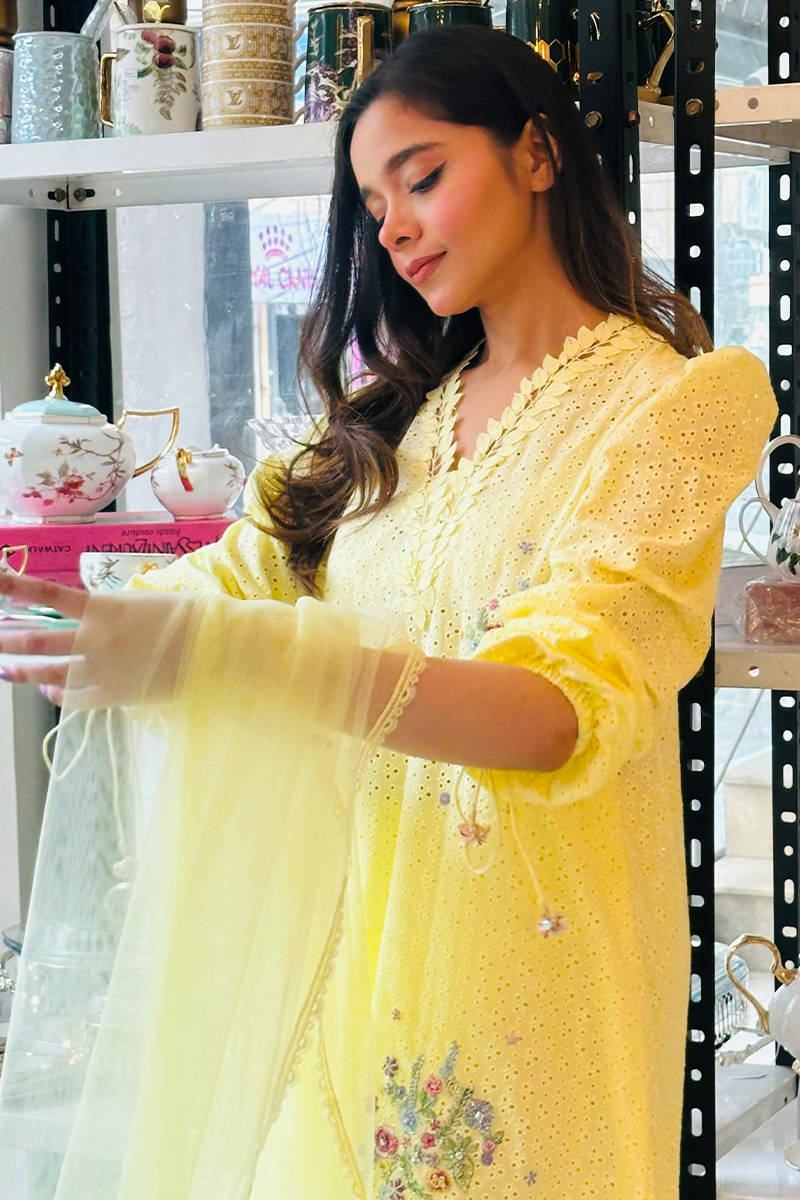 Picture of Lemon June With Silk Farshi Shalwar
