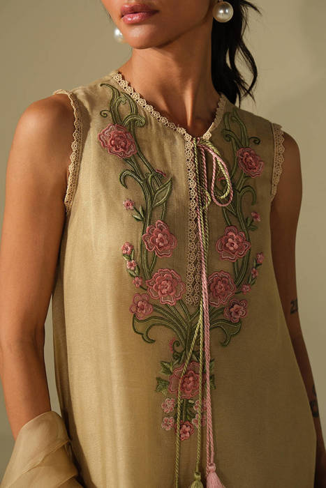 Beige Rose Shirt with Pants