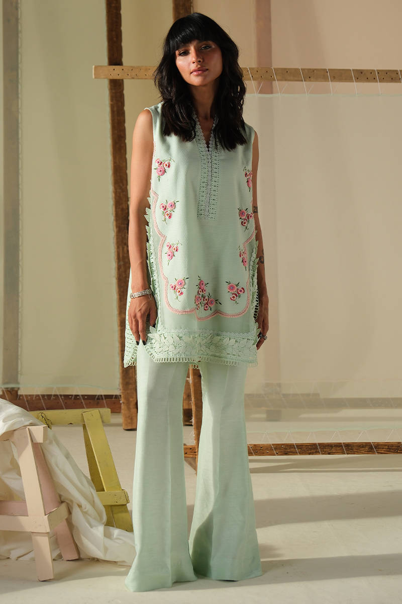 Picture of Aqua Rose Shirt With Pants